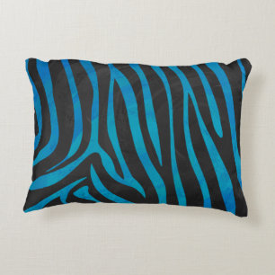 Zebra Black und Blue Print Zierkissen
