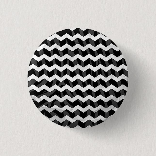 Zebra Black und Grau Zickzack Button (Vorderseite)