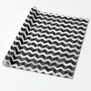 Zebra Black und Grau Zickzack Geschenkpapier