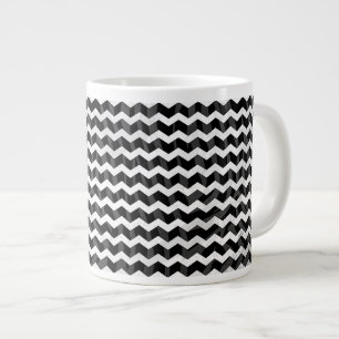 Zebra Black und Grau Zickzack Jumbo-Tasse