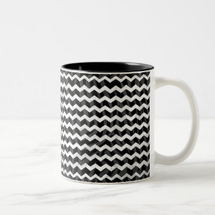Zebra Black und Grau Zickzack Zweifarbige Tasse