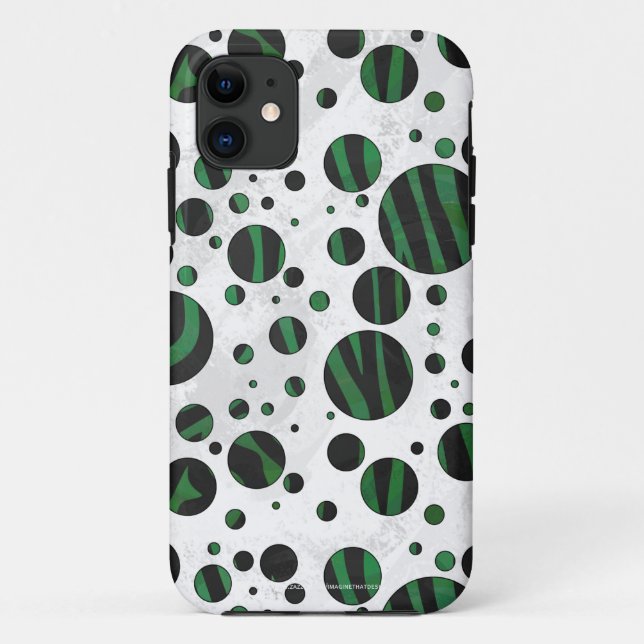 Zebra Black und Green Polka Dot Case-Mate iPhone Hülle (Rückseite)