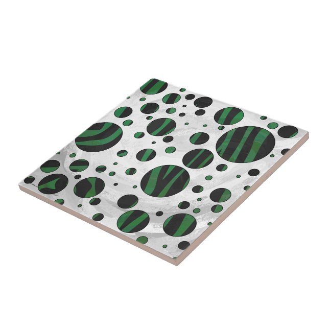 Zebra Black und Green Polka Dot Fliese (Seite)
