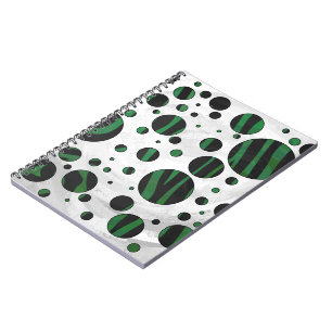 Zebra Black und Green Polka Dot Notizblock