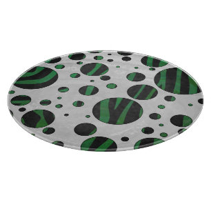 Zebra Black und Green Polka Dot Schneidebrett