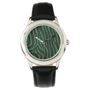 Zebra Black und Green Print Armbanduhr