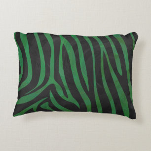 Zebra Black und Green Print Dekokissen