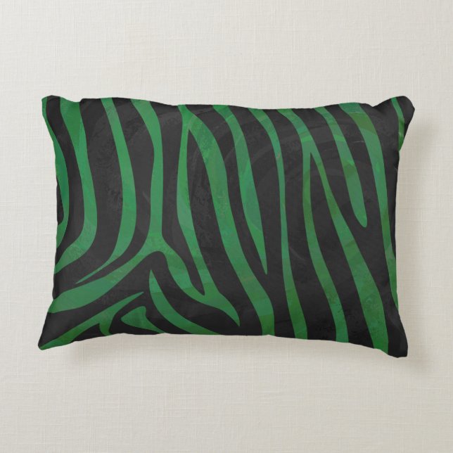 Zebra Black und Green Print Dekokissen (Rückseite)