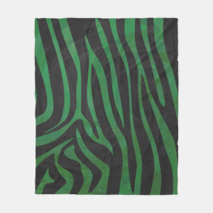 Zebra Black und Green Print Fleecedecke