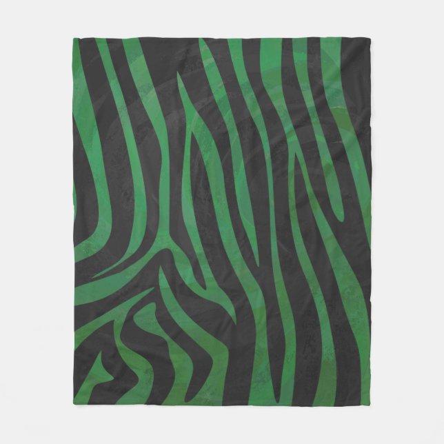 Zebra Black und Green Print Fleecedecke (Vorderseite)