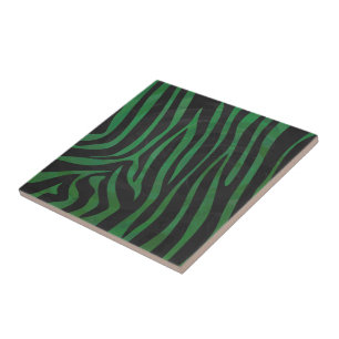Zebra Black und Green Print Fliese