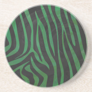 Zebra Black und Green Print Getränkeuntersetzer