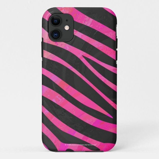 Zebra Black und Hot Pink Print Case-Mate iPhone Hülle (Rückseite)