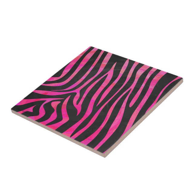 Zebra Black und Hot Pink Print Fliese (Seite)