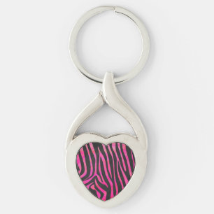Zebra Black und Hot Pink Print Schlüsselanhänger
