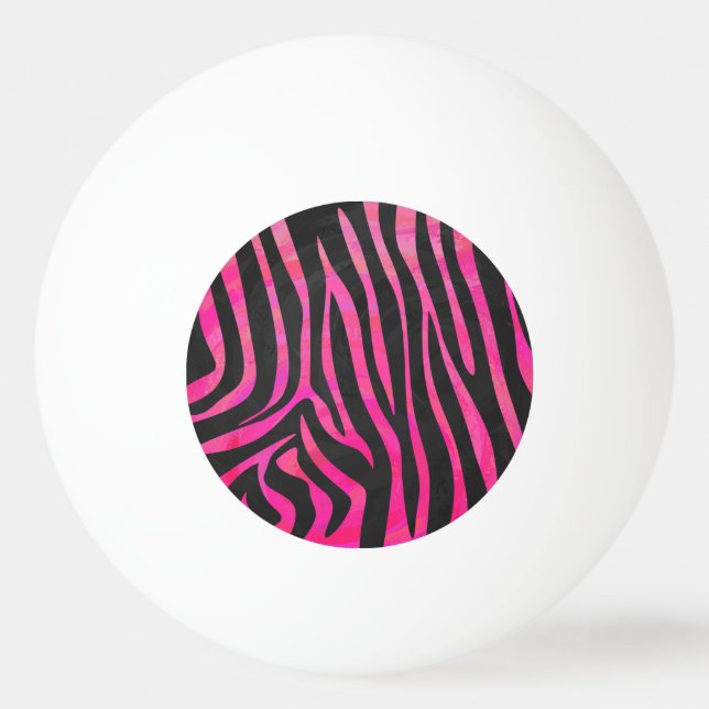 Zebra Black und Hot Pink Print Tischtennisball (Vorderseite)