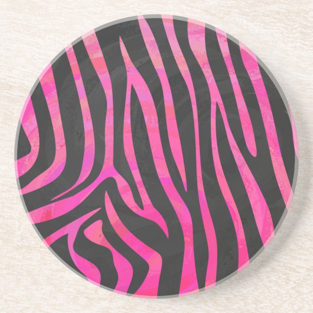 Zebra Black und Hot Pink Print Untersetzer (Vorne)