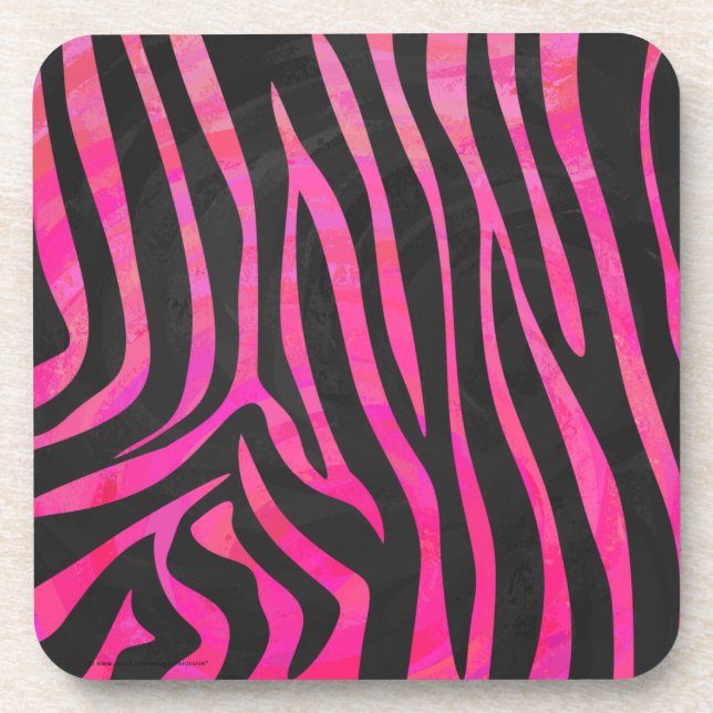 Zebra Black und Hot Pink Print Untersetzer (Vorderseite)
