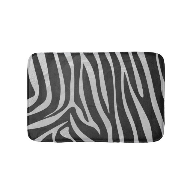Zebra Black und Light Gray Print Badematte (Vorderseite)