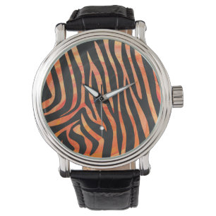 Zebra Black und Orange Print Armbanduhr