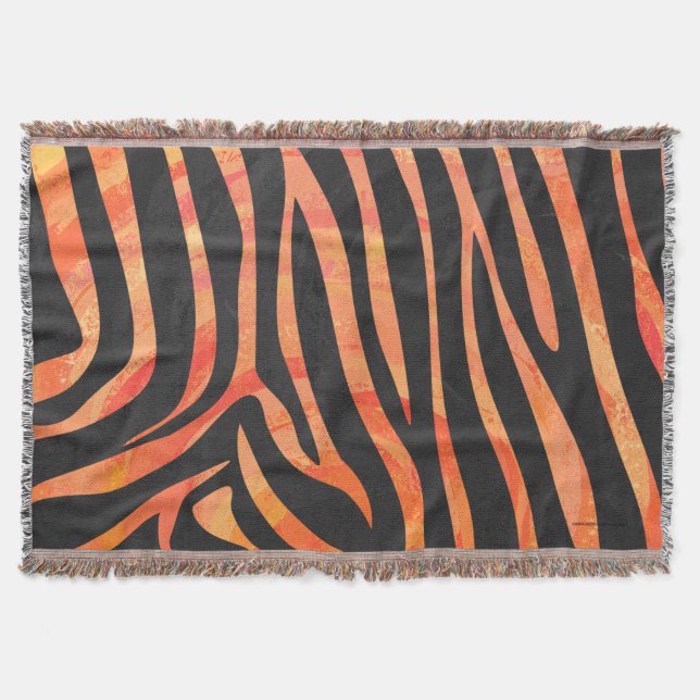 Zebra Black und Orange Print Decke (Vorderseite)
