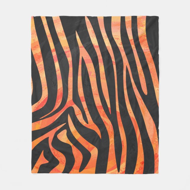 Zebra Black und Orange Print Fleecedecke (Vorderseite)
