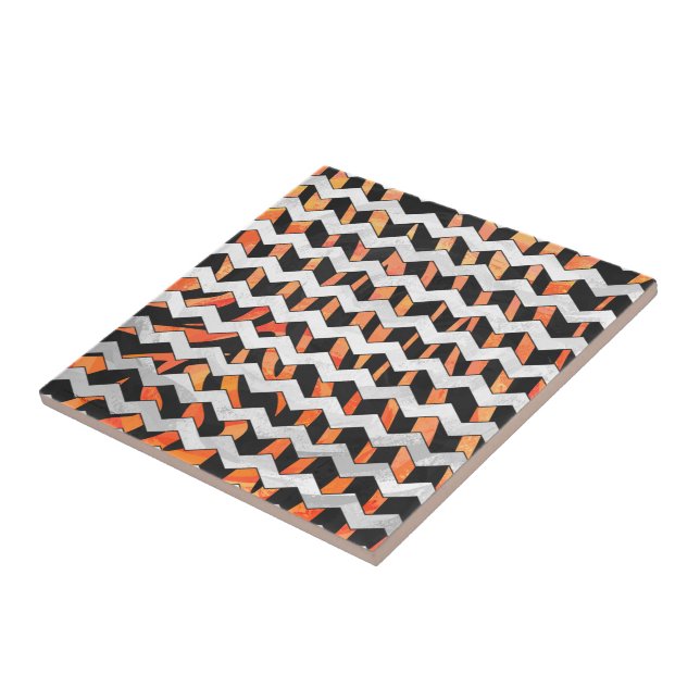 Zebra Black und Orange Print Fliese (Seite)