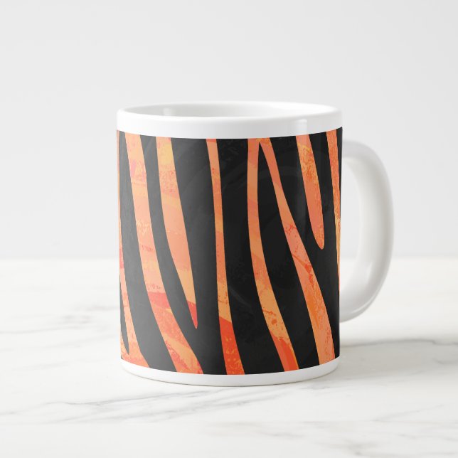 Zebra Black und Orange Print Jumbo-Tasse (Vorderseite Rechts)