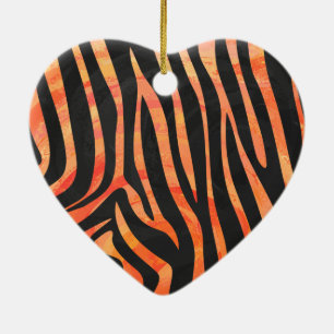 Zebra Black und Orange Print Keramikornament