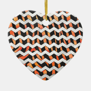 Zebra Black und Orange Print Keramikornament