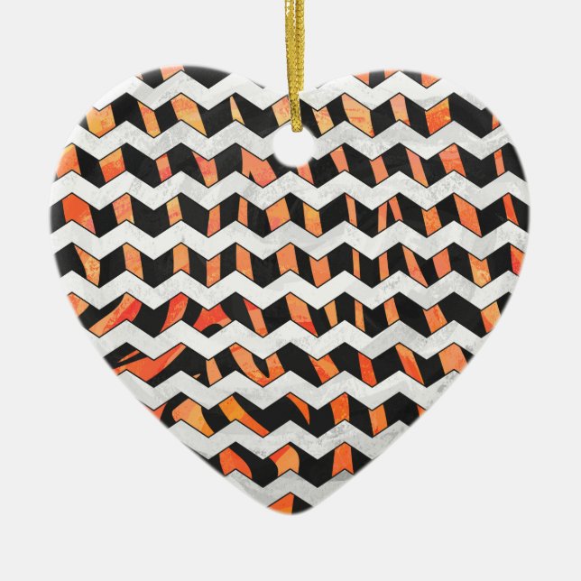 Zebra Black und Orange Print Keramikornament (Vorne)