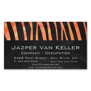 Zebra Black und Orange Print Magnetische Visitenkarte