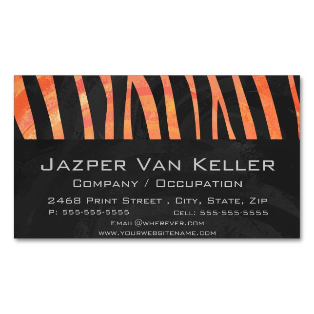 Zebra Black und Orange Print Magnetische Visitenkarte (Vorderseite)