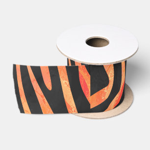 Zebra Black und Orange Print Satinband