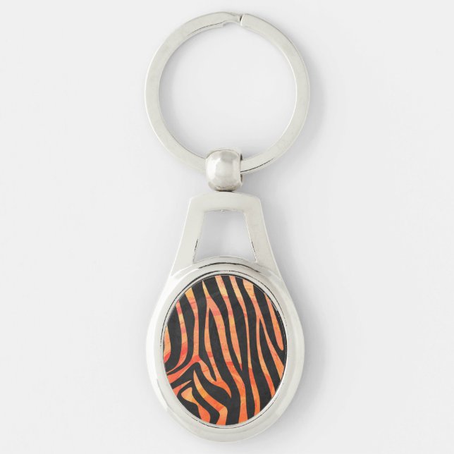 Zebra Black und Orange Print Schlüsselanhänger (Vorderseite)