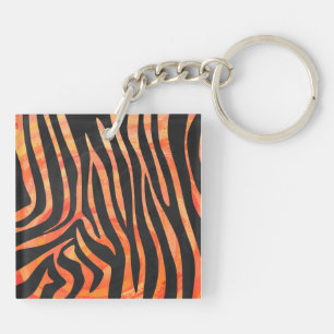 Zebra Black und Orange Print Schlüsselanhänger