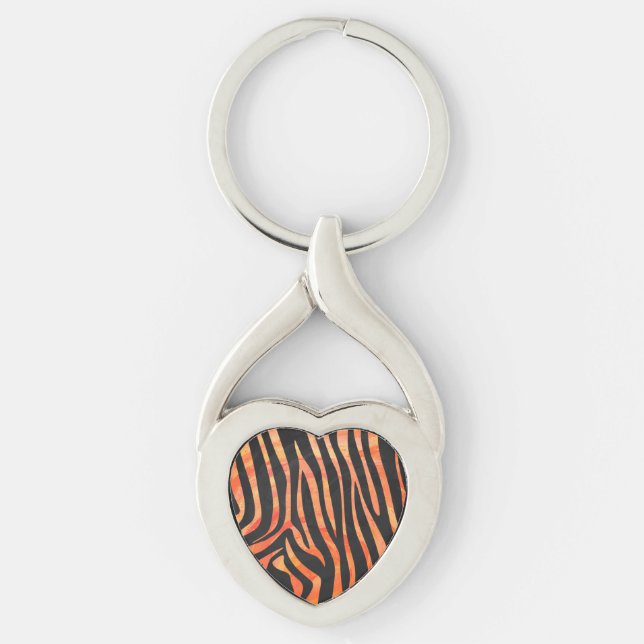 Zebra Black und Orange Print Schlüsselanhänger (Vorderseite)