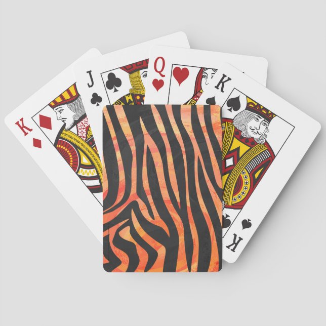 Zebra Black und Orange Print Spielkarten (Rückseite)
