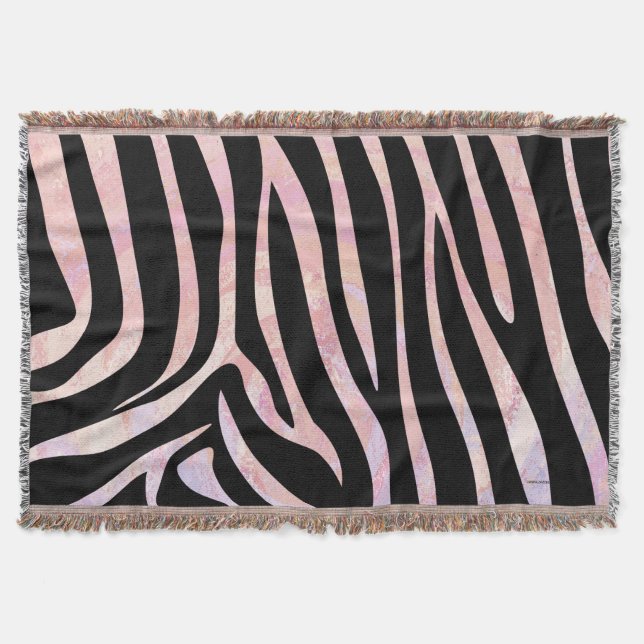 Zebra Black und Pink Print Decke (Vorderseite)