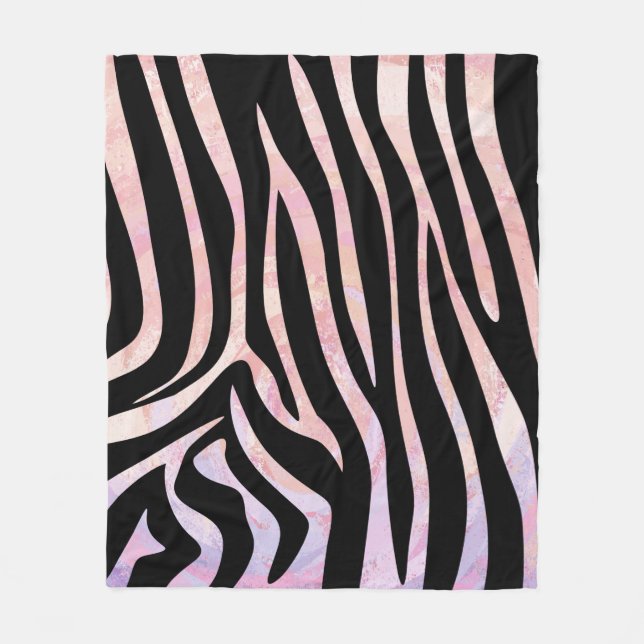 Zebra Black und Pink Print Fleecedecke (Vorderseite)