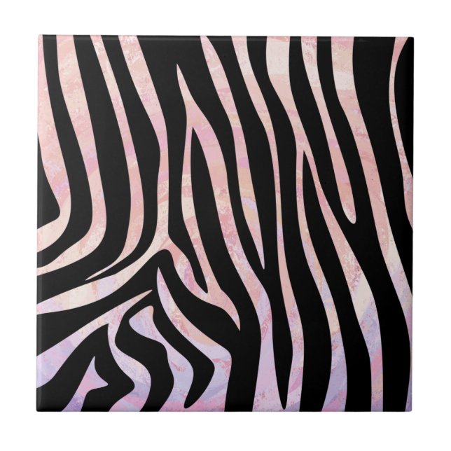 Zebra Black und Pink Print Fliese (Vorderseite)