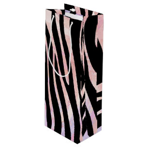 Zebra Black und Pink Print Geschenktüte Für Weinflaschen