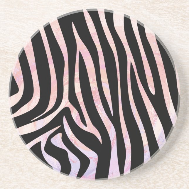 Zebra Black und Pink Print Getränkeuntersetzer (Vorne)