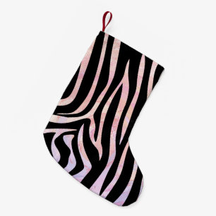 Zebra Black und Pink Print Kleiner Weihnachtsstrumpf