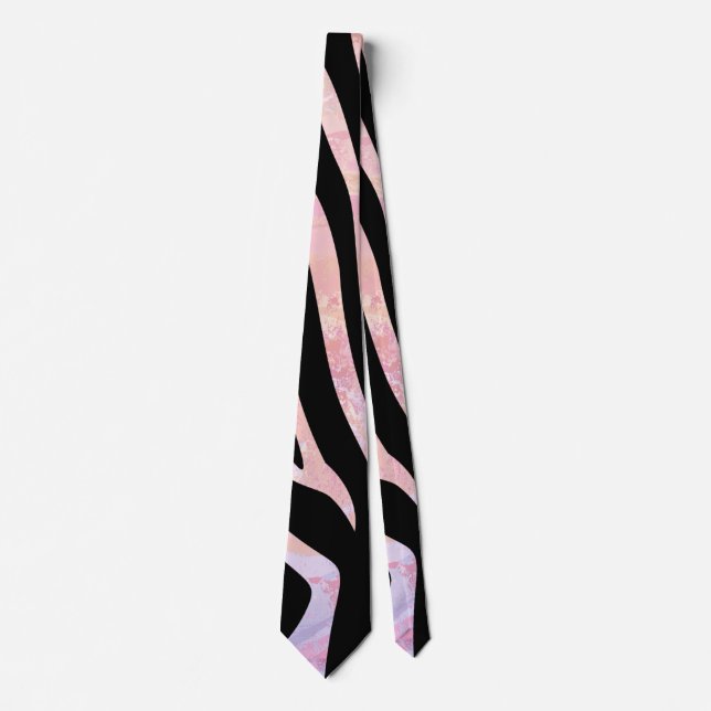 Zebra Black und Pink Print Krawatte (Vorderseite)