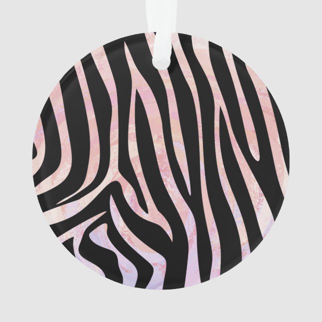 Zebra Black und Pink Print Ornament (Rückseite)