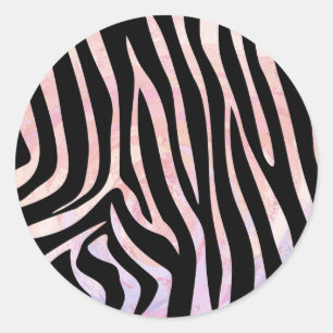 Zebra Black und Pink Print Runder Aufkleber