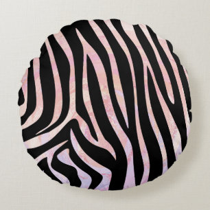Zebra Black und Pink Print Rundes Kissen