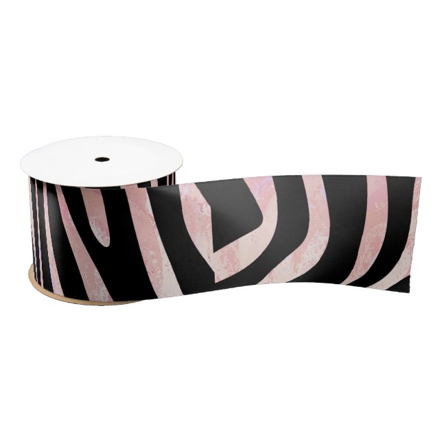 Zebra Black und Pink Print Satinband (Spule)