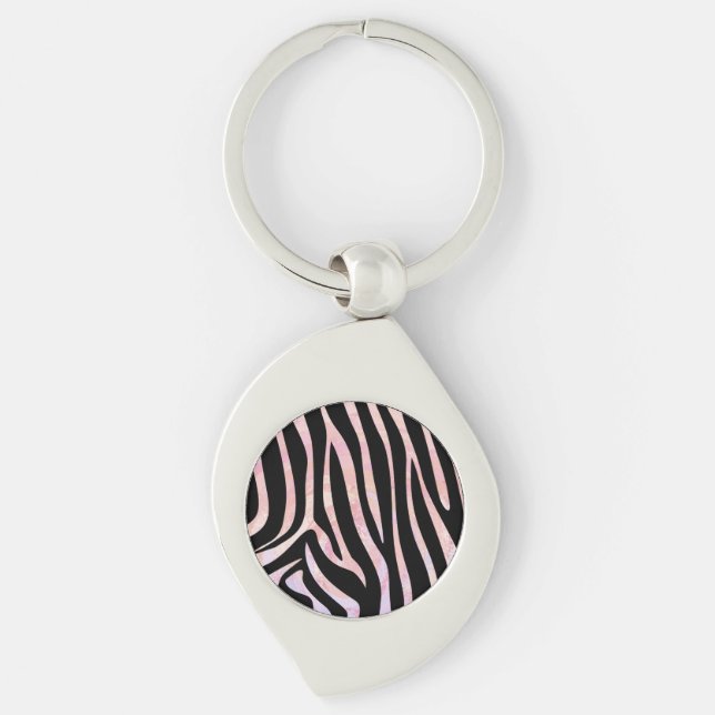 Zebra Black und Pink Print Schlüsselanhänger (Vorderseite)